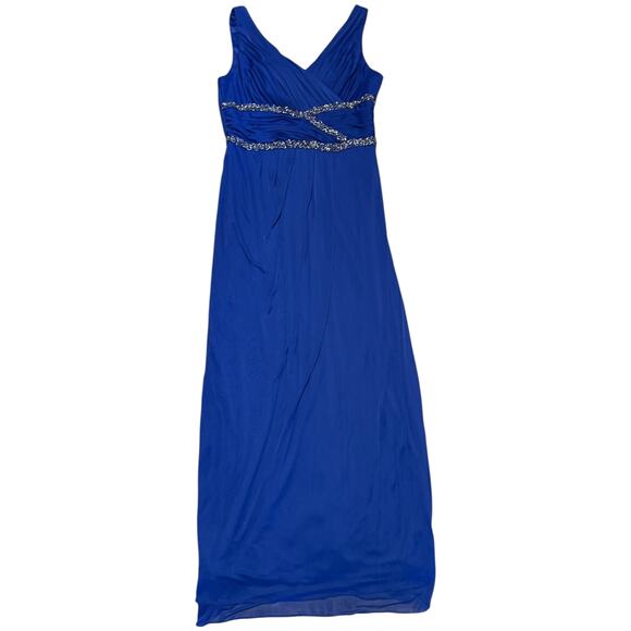 Cachet Long Blue Maxi Beaded Evening Gown Dress Size 12 - Picture 4 of 6